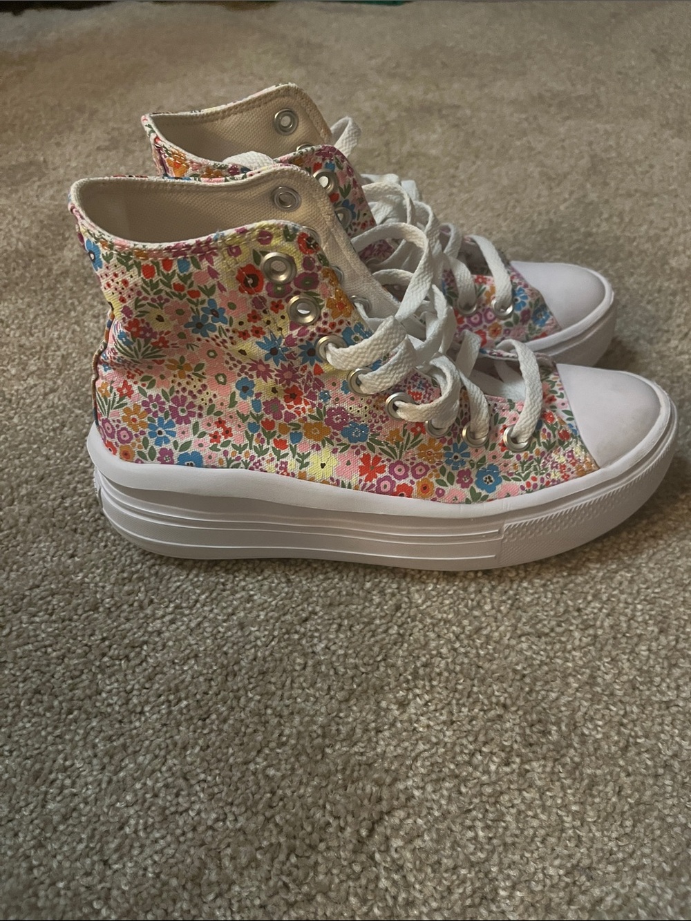 Converse Girls' Pink Floral High-Top Sneakers
